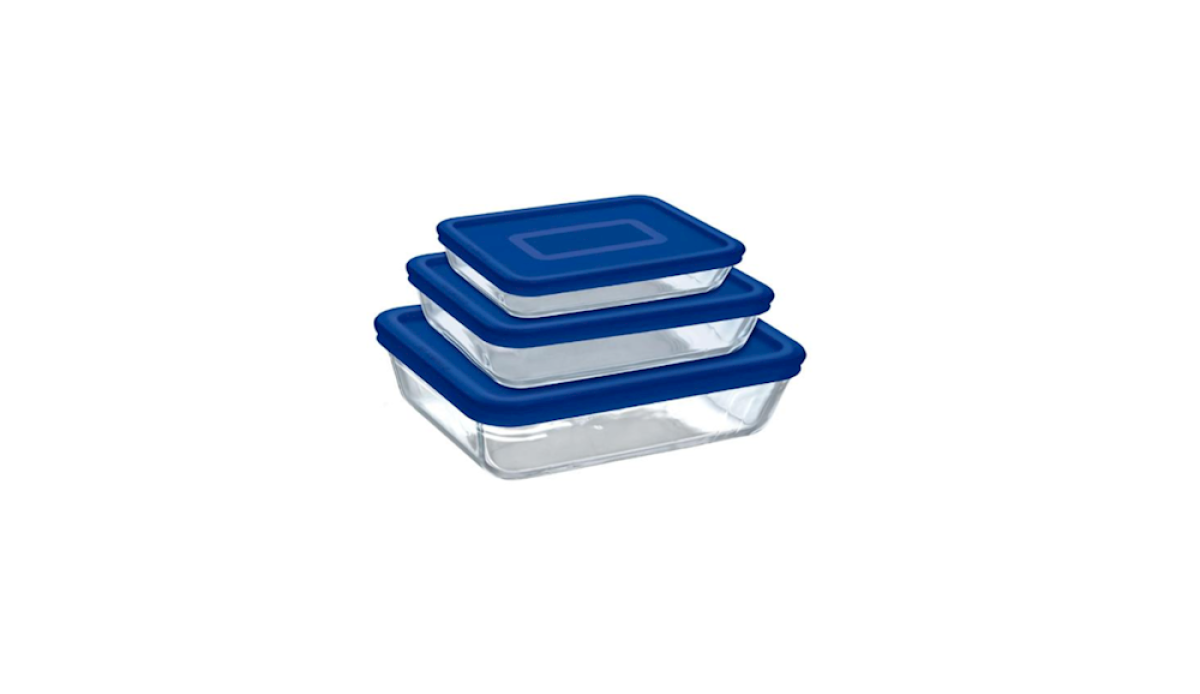 Pyrex Roaster Dish Set of 3 With Lids Blue Klik