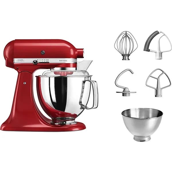 Kitchen Aid Artisan 4.8L + Dough Hook, Beater, Whisk, 3L bowl, 4.8L Bowl, Flex Edge Beater, pouring Shield