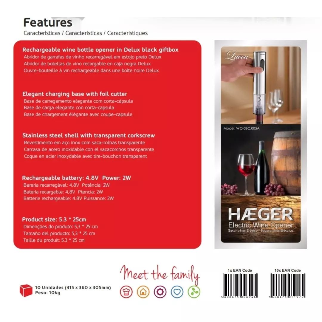 HAEGER Rechargeable Wine Opener